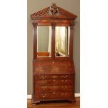 BAKER MAHOGANY SECRETARY, H 99", W 40", D 20"Stately Homes Collection. Top section having a broken