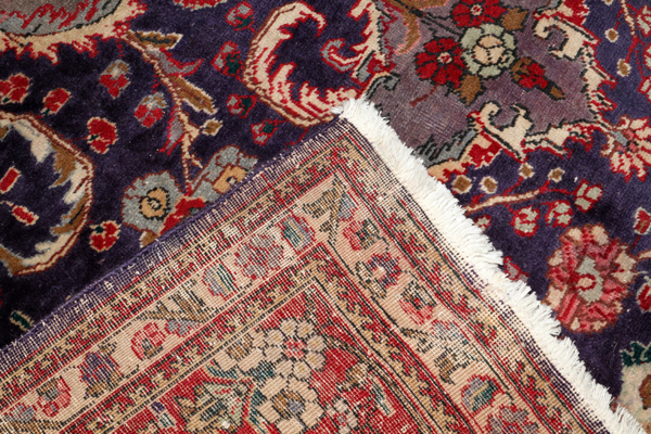 TURKISH HAND WOVEN WOOL RUG, W 9' 11", L 12' 6"Having seven borders, blue corner brackets, ivory and - Image 2 of 2