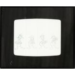 WALT DISNEY STUDIOS GRAPHITE ON PAPER, FOUR, 8 1/2" X 2 1/2", APPROX., IN A SINGLE FRAMEEach depicts