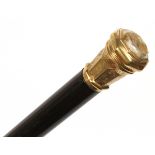 GOLD HANDLED & EBONY WALKING STICK WITH AGATE INSET, C. 1900Engraved "J. L. Black, Va. City".- For