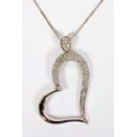 14KT WHITE GOLD AND DIAMOND HEART PENDANT NECKLACE, L 19"A 14kt white gold and 0.50ct diamond