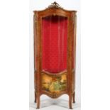 LOUIS XV STYLE CURIO CABINET, H 74", W 30 1/2", D 14"Having a glass paneled door depicting a