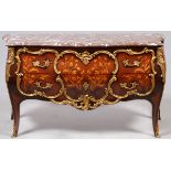 LOUIS XV STYLE BRONZE MOUNTED COMMODE, H 34'', L 54'', D 22''.Good condition. Recent reproduction.