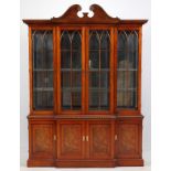 GEORGIAN STYLE MAHOGANY BREAKFRONT, IN TWO PARTS H 63", W 70",Having two upper glass doors with