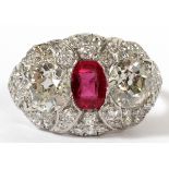 LADIES PLATINUM & .75CT RUBY RING, WITH DIAMONDSDIAMOND VAULT of Troy appraisal. One ladies