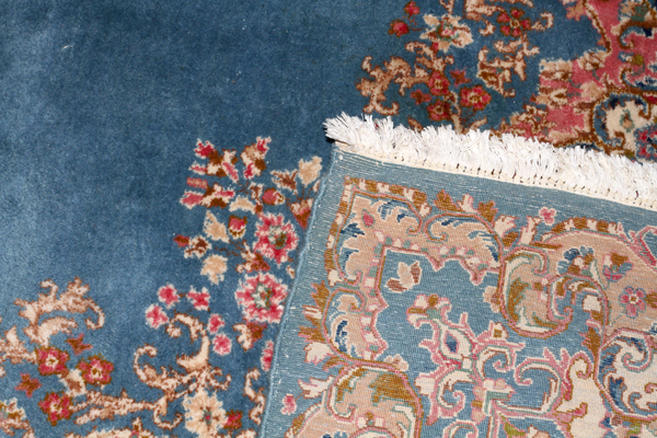 PERSIAN KERMAN WOOL CARPET, W 9' 6", L 13' 7"Having a blue field, central medallion and designs in - Image 2 of 2