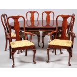 QUEEN ANNE STYLE MAHOGANY DINING TABLE AND CHAIRS, 10 PCS., H 30", W 44", L 64"An oval Queen Ann