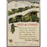 GEORGE ILLIAN (AMERICAN, 1894-1932), WWI PROPAGANDA POSTER, 1918, H 28", W 21" "KEEP IT COMING" (