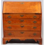 AMERICAN MAPLE SLANT-FRONT DESK, C. 1800, H 44", W 40"Slant-front opens to small drawers and