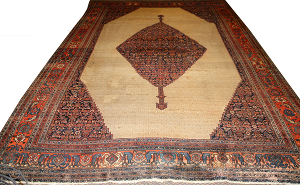 PERSIAN BIJAR HAND WOVEN WOOL CARPET W 12'3'' L 17'7''- For High Resolution Photos visit