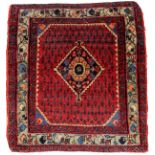 BOKHARA ORIENTAL PRAYER MAT, 2' 5" X 2' 2"Red ground with diamond center and stylized floral
