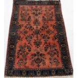 SAROUK HAND WOVEN ORIENTAL RUG PERSIA CIRCA 1930 W 38" L 58"Light rose to pink field. Exceedingly