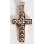 14KT ROSE GOLD AND DIAMOND CROSS PENDANT, H 7/8"A 14kt rose gold cross pendant studded with .50ct