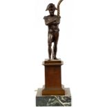 BRONZE NAPOLEON MOUNTED AS A TABLE LAMP, 19TH.C. H 27"Depicting Napoleon standing with arms