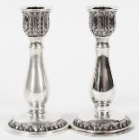 THAILAND STERLING CANDLESTICKS, PAIR, H 5 3/4"A pair of weighted single-light candlesticks, each