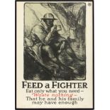 WALLACE MORGAN (AMERICAN, 1875-1948), WWI PROPAGANDA POSTER, 1918. H 29", W 21", "FEED A FIGHTER" (