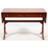 DROP LEAF MAHOGANY SOFA TABLE, H 30.5", L 45", D 21"Featuring two drawers and drop leaves L 11.5".