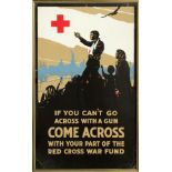 C.W. LOVE, WWI RED CROSS PROPAGANDA POSTER, 1918, H 21", W 13", "COME ACROSS.."C.W. Love WWI U.S.