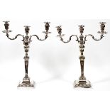 HARRISON BROS. & HOWSON, ENGLISH SHEFFIELD PLATE CANDELABRA, PAIR, H 22", W 17"A pair of Sheffield