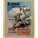 EDMUND MARION ASHE (AMERICAN, 1867-1941), WWI WAR BOND POSTER, 1918, H 41", W 27", "LEND THE WAY