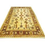 INDO OUSHAK VERY FINE CARPET, 15' 0" X 11' 0"Golden yellow ground.Good condition. Chs- For High