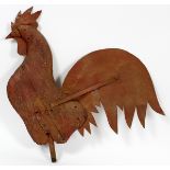 PRIMITIVE STYLE PAINTED WOOD & METAL ROOSTER WEATHERVANE, H 18"Carved wood and thin metal, painted