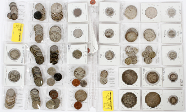 U.S. COINS,.50C SEATED LIBERTY, MORGAN, BARBER .25C .10C MERCURY DIMES, LIBERTY HEAD & BUFFALO