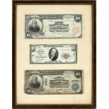 UNITED STATES SIGNATURES RICHARD JOY & REYNOLDS $10.00 PAPER CURRENCY NOTES, 1902- (3) FRAMED, ONE