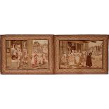 AFTER ALPHONSE PEREZ MACHINE MADE TAPESTRIES, PAIR H 19", W 26" EACHFrench scenes. Both are