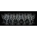 CRYSTAL GOBLETS, SET OF 15 H 6" MODERNAngular hand cut stem.Good condition. Jw- For High