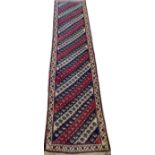 PERSIAN WOOL RUNNER, SEMI ANTIQUE, 9' 3" X 2' 4"- For High Resolution Photos visit Dumouchelles