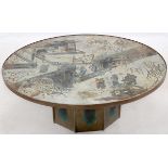 PHILIP (1908-1988) & KELVIN (1936-) LAVERNE 'CHAN' COFFEE TABLE, C. 1965, H 17 1/4", DIA 47 1/2"