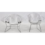 BERTOIA WIRE MESH DIAMOND SHAPE CHAIRS, 2, H 27" & 30" W 33" & 44"Good condition.- For High