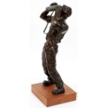 CONTEMPORARY BRONZE SCULPTURE, H 19 1/2", MAN DRINKING FROM A CANTEENA standing man, realistically