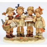 HUMMEL PORCELAIN FIGURINE, H 8.5", L 9.25", "WE WISH YOU THE BEST"Hummel figurine "We Wish You The