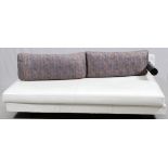 B & B ITALIA MODERNE WHITE LEATHER SOFA, L 82"A white leather sofa with black armrest and