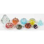 RICHARD EICKHOLT, ST. CLAIR & OTHER GLASS PAPERWEIGHTS, NINE, H 1 1/2"-5"Including 1 Richard