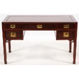 CHINESE MAHOGANY WRITING DESK AND CHAIR, 2 PIECES H 30'', W 50'', D 24''With center drawer flanked