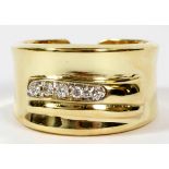 18KT YELLOW GOLD AND DIAMOND ADJUSTABLE BAND, SIZE 7 1/2A Balestra 18kt yellow gold adjustable band,