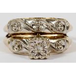 LADY'S 14 KY GOLD AND DIAMOND WEDDING ENSEMBLEThe wedding ensemble includes an engagement ring