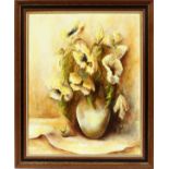 B. JOHN OIL ON CANVAS FLORAL BOUQUET, H 30", W 24"framed still life of flowers. Signed lower right.