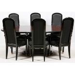HENREDON 'SCENE THREE', DINING TABLE AND CHAIRS, 12 PCS WITH LEAF, L 80"Including an oval black