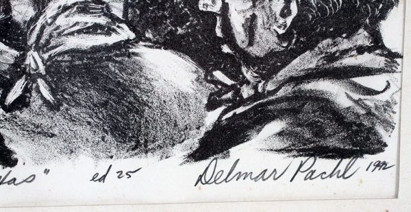 DELMAR PACHL (AMERICAN, 20TH C.), LITHOGRAPH, 1942, H 12", W 9", "THE CONSTITUTION OF TEXAS"Pencil - Image 3 of 3