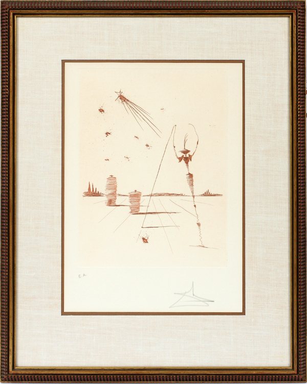 SALVADOR DALI, 'L'ASTRE ETCHING. 1978, H 19", W 14"Measurements: without frame, H. 19" x W.14": with