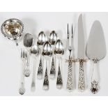 AMERICAN STERLING FLATWARE, ELEVEN PIECESIncluding a pair matched floral motif knife and fork by