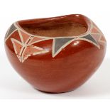 PUEBLO SANTA CLARA POTTERY BOWL, DIA 4 1/2"A traditional redware bowl with geometric motif.