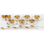 USSR SILVERPLATE ESPRESSO CUPS, SAUCERS & SPOONS, 23 PIECESSix tea cups, six saucers, six tea