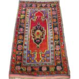 TURKISH WOOL RUG, ANTIQUE, 5' 5" X 3' 6"All wool.- For High Resolution Photos visit Dumouchelles