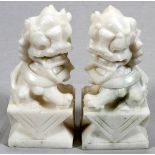 CHINESE MARBLE FOO LIONS, 2 PCS., H 8"Marble foo lions, 8" H.good condition, jw.- For High