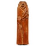 DELMAR PACHL (AMERICAN, 20TH C.), CARVED HONDURAS MAHOGANY SCULPTURE, H 21", W 5 1/2", "LOST"label